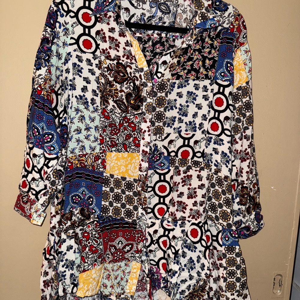 Multicolor 1X For the Republic Patterned Women's Top